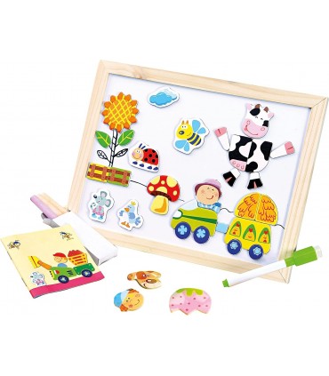 Магнитна дървена дъска с пъзел 3 в 1 Ферма