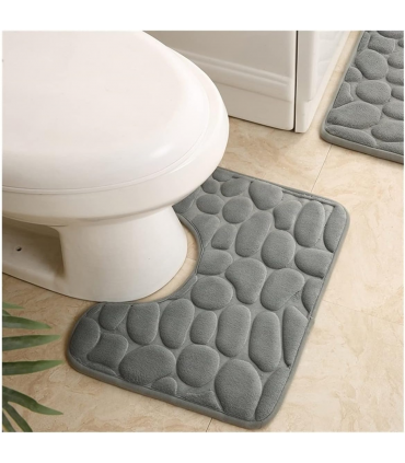 Мемори килимче за баня с шарка на камъчета