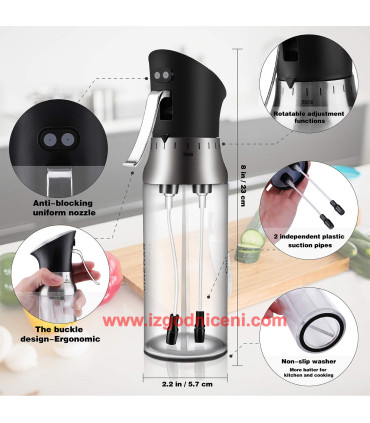 Спрей бутилка за олио и оцет 2в1 с две отделения