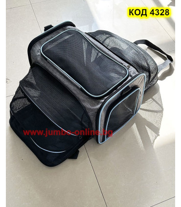 Транспортна чанта за животни, разширяема, сгъваема, сива, 45x30x30см