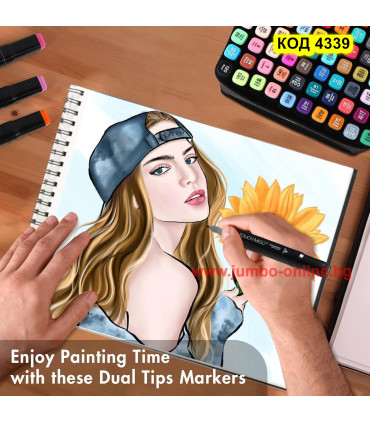 Евтини алкохолни маркери за рисуване комплект 80 броя