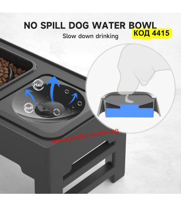 Двойна купичка за храна и вода със стойка с регулируема височина