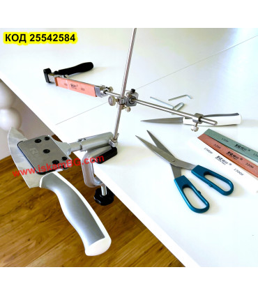 Професионално точило за ножове с фиксиран ъгъл с 4 бр. къмъка  - захващне със стяга