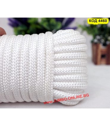 Здраво полиестерно въже 8мм, бял - цена на метър