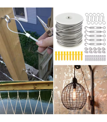 Дълго стоманено въже с pvc покритие, обтегачи и други аксесоари