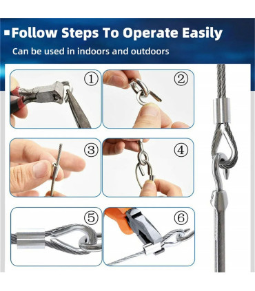 Дълго стоманено въже с pvc покритие, обтегачи и други аксесоари