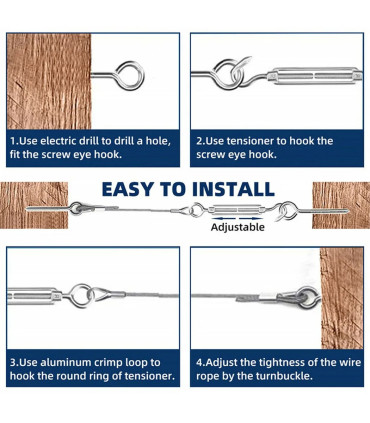 Дълго стоманено въже с pvc покритие, обтегачи и други аксесоари