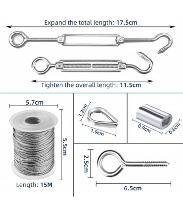 Дълго стоманено въже с pvc покритие, обтегачи и други аксесоари