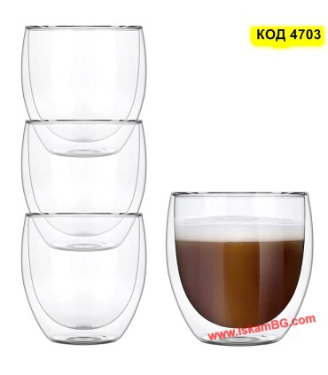 Двустенна чаша за еспресо 150 мл – термо стъклена чаша без дръжка