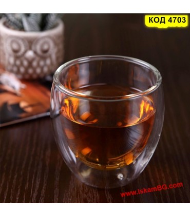 Двустенна чаша за еспресо 150 мл – термо стъклена чаша без дръжка