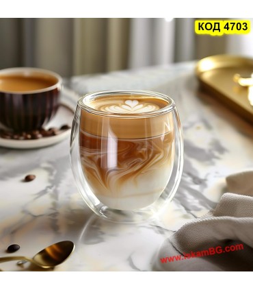 Двустенна чаша за еспресо 150 мл – термо стъклена чаша без дръжка