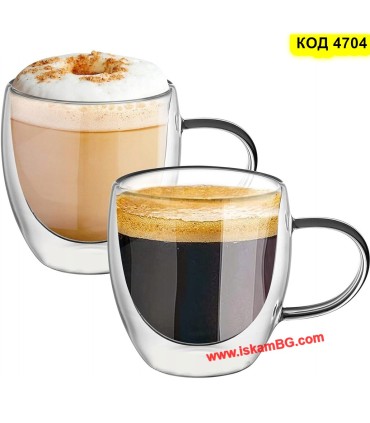 Чаша за кафе с двойно дъно 150 мл – термо чаша с дръжка