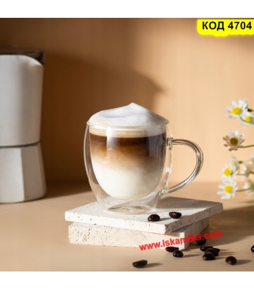 Чаша за кафе с двойно дъно 150 мл – термо чаша с дръжка