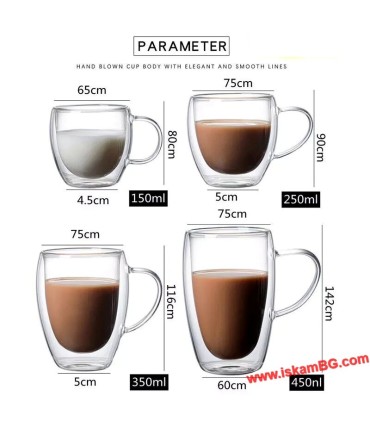 Двустенна чаша 350 мл – чаша за чай, капучино и кафе