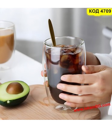 Голяма двустенна чаша 650 мл – чаша за фрапе, коктейли и смутита