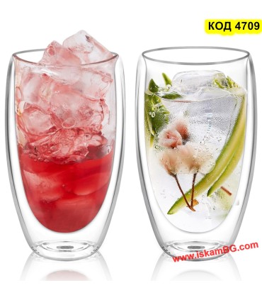 Голяма двустенна чаша 650 мл – чаша за фрапе, коктейли и смутита