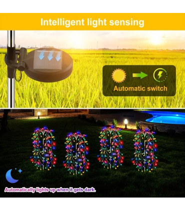 Соларна Градинска Лампа Водопад с 200 LED и RGB Светлина